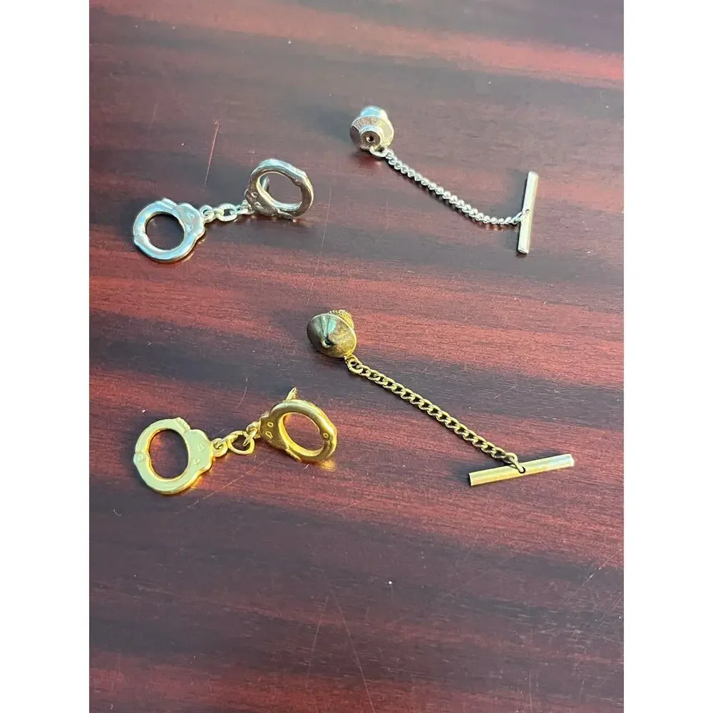 VTG Handcuff Tie Tacks Lot of 2 Silver and Gold Tone Law Enforcement Police